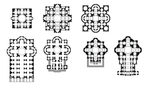 Saint Peter's Basilica, Rome, Italy design sketch floor plans.