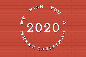 Obraz premium Happy New 2020 Year background. Tile minimalistic red creative design.