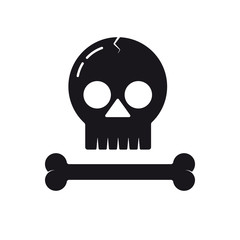 Skull and bone vector icon