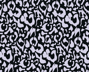 leopard pattern texture repeating seamless monochrome black white. Textile print.