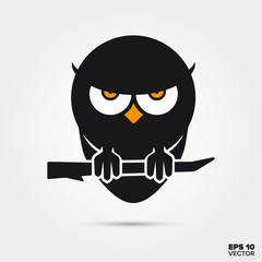 Halloween creepy owl icon vector illustration