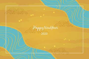 Fototapeta na wymiar Happy new year 2020. Abstract golden background with flowing water patterns