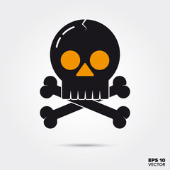 Halloween skull and bones line icon vector illustration