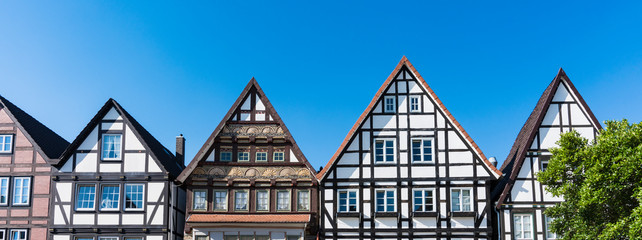 Half timbered houses in Rinteln. Germany