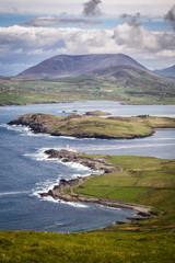 Valentia lighthouse at cromwell point on valentia island in ireland