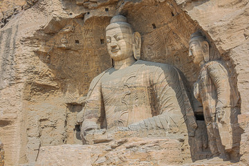 Two Buddha statues in a niche in the Yungang Grottoes near Datong