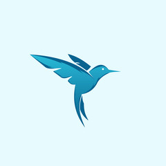 Hummingbird Blue Nature Simple Modern Icon Logo Design Template Element Vector