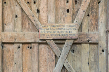 Nantes Cathedral Saint-Pierre and Saint-Paul Medieval Wooden Entrance Door Dating Plaque