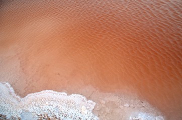 Douz , Tunisia. 06/10/2019. rose salt lake, saline Chott el Djerid - large endorheic salt lake in southern Tunisia. Sahara desert.
