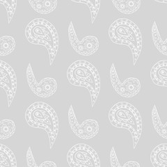 paisley seamless pattern, hand drawn indian cucumber, sketch