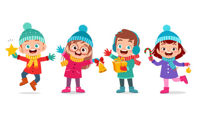 happy kids expression smile christmas set