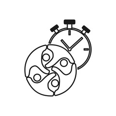 stopwatch people Commitment Teamwork Together Outline Logo