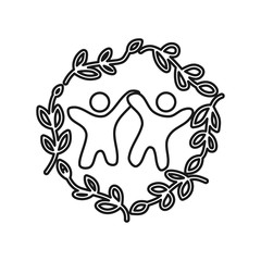 Fototapeta premium leaf rotation Commitment Teamwork Together Outline Logo