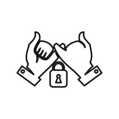 Lock Secure Commitment Teamwork Together Outline Logo