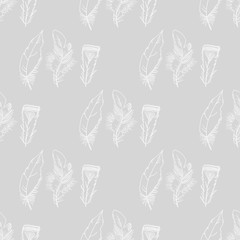 feather seamless pattern hand drawn sketch