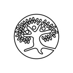 Tree people Commitment Teamwork Together Outline Logo