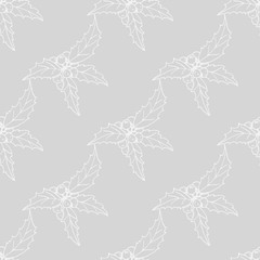 Christmas holly floral seamless pattern