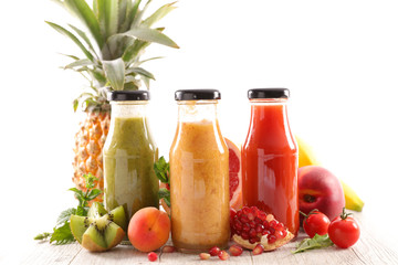 assortment of fruit juice with ingredients