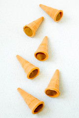Waffle horns tubes on a white background