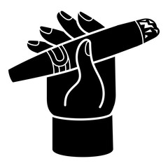 Obraz premium Cigar in hand icon. Simple illustration of cigar in hand vector icon for web design isolated on white background