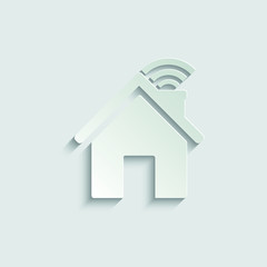    house icon. smart home icon.  paper icon  with shadow 