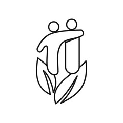leaf people relation Commitment Teamwork Together Outline Logo