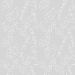 seamless floral pattern tropical palm leaves hand drawn sketch