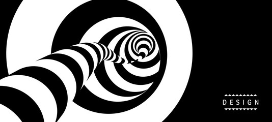 Pattern with optical illusion. Black and white design. Abstract striped background. Vector illustration.