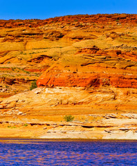 View of Glen Canyon and Lake Powell at Glen Canyon National Recreation Area in northern Arizona, USA.