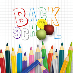 Back to school poster aeducation,  crayon on paper background template. Vector illustration 