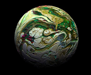 A light green 3d art sphere with an animal face on it, dark green, animal planet themed, green thumb, environment, tropical 3d art on a black background