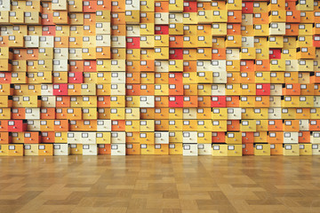 Data collection in colorful containers - 3D Rendering