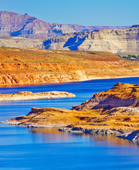 Fototapeta na wymiar View of Glen Canyon and Lake Powell at Glen Canyon National Recreation Area in northern Arizona, USA.