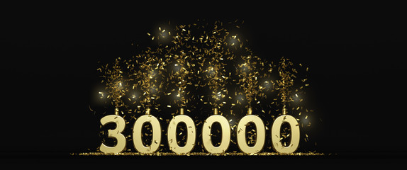 300K followers thank you illustration 3D rendering