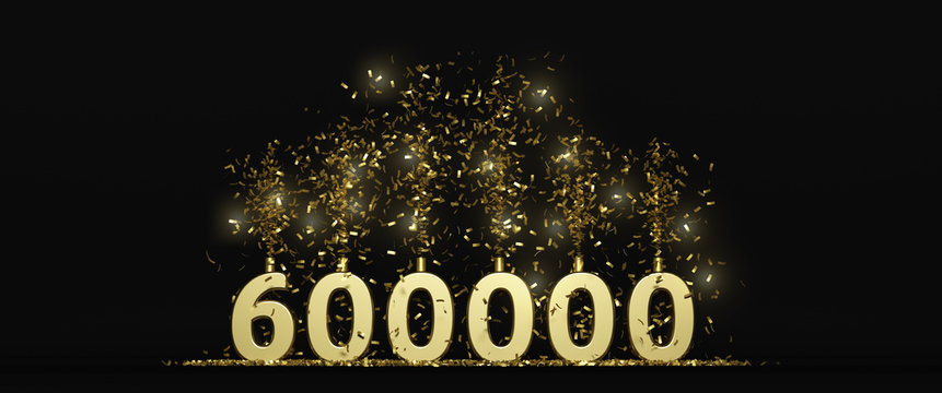 600K followers thank you illustration 3D rendering