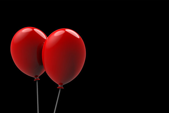 3d rendering. two big floating red balloons on black background. horror  Halloween object concept Stock Illustration | Adobe Stock