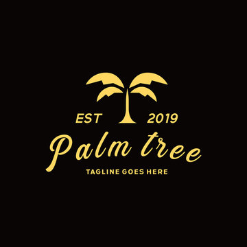 Vintage Palm Tree Logo Vector Design Template. Modern Tropical Emblem Icon. Summer Symbol. Logo For Company And Business.