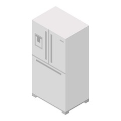 Metal fridge icon. Isometric of metal fridge vector icon for web design isolated on white background