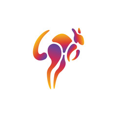 Modern gradient Kangaroo logo design template. Colorful fun and dynamic style
