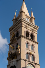 Fototapeta premium cathedral of Messina with the facade and the bell tower on the large square