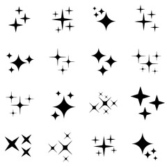 Set of star sparkling and twinkling cartoon isolated on white background