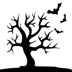 Horror helloween tree, art, vector illustration