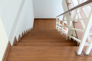 Home under construction empty room and staircase interior floor laminated.