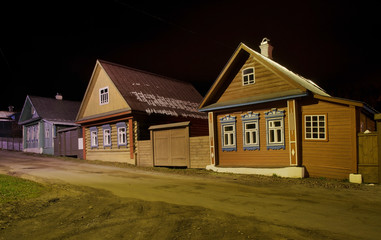 Old street at historical district of Plyos. Ivanovo oblast. Russia