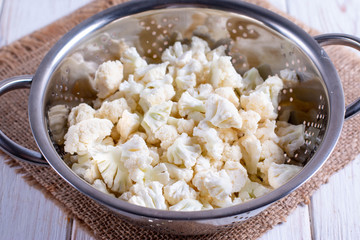 Cauliflower in a colander