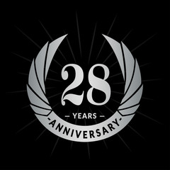 28 years anniversary celebration logotype. Elegant anniversary design. Twenty-eight years logo.