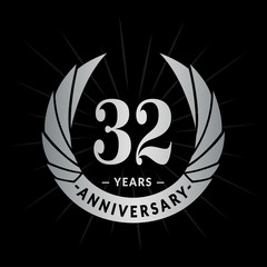 32 years anniversary celebration logotype. Elegant anniversary design. Thirty-two years logo.