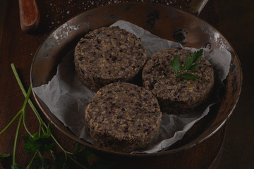 Raw veggie burger with black beans