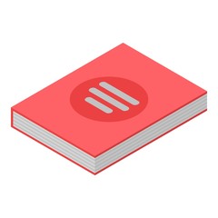 Red lab book icon. Isometric of red lab book vector icon for web design isolated on white background