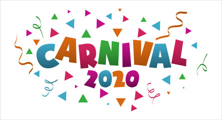 Vector illustration title carnival 2020 bright and colorful event in Brazil